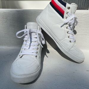 Tommy Hilfiger, size 8 white leather high tops - great condition